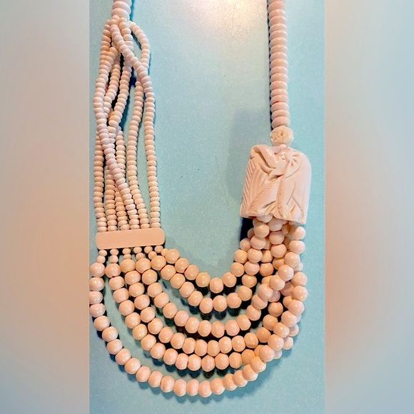 BONE Hand carved Tribal, beaded necklace. Made from bovine. Heavy,vintage 1960’s - Picture 11 of 16